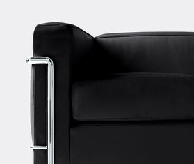 Cassina '2 Fauteuil Grand Confort' petit mod&egrave;le deux places sofa, grey leather BLACK CASS21PAD480BLK