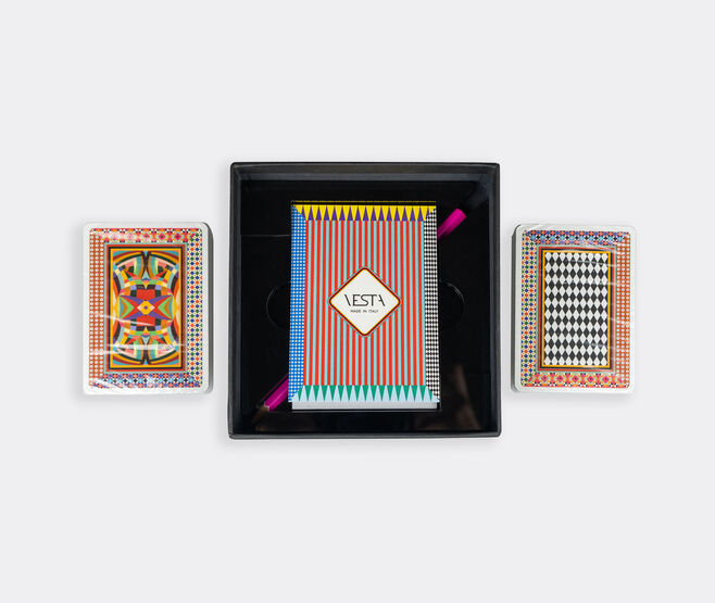 VESTA Playing card set with notebook and pencil, multicolor MULTICOLOUR VEST25PLA636MUL