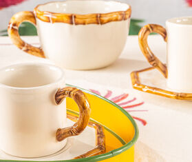Les-Ottomans &#39;Bamboo&#39; coffee cup and saucer, set of two MULTICOLOUR OTTO24SET860MUL