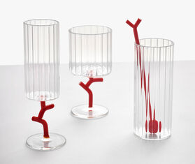 Ichendorf Milano &#39;Amaranta&#39; stemmed glass, set of six, coral MULTICOLOUR ICMI23SET417RED