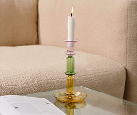 Hay &#39;Flare&#39; stripe candleholder, tall, multicolor MULTICOLOUR HAY122FLA776MUL