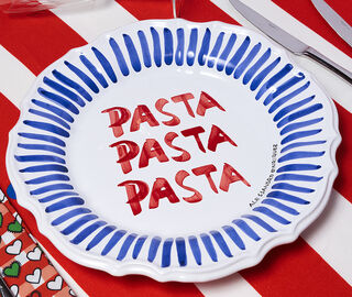 Casa Alessandro Enriquez 'Pasta, Pasta, Pasta' presentation plate, blue and red MULTICOLOUR ALEN26PAS706MUL