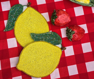 Les-Ottomans 'Lemon' coaster, set of two, yellow and green MULTICOLOUR OTTO26BEA567MUL