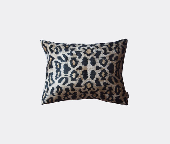 Les-Ottomans Silk velvet cushion, black and brown Multicolor ${masterID}