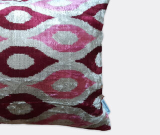 Les-Ottomans Velvet cushion, pink, red and blue MULTICOLOUR OTTO23VEL088MUL