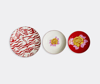 Lisa Corti 'Indian Tiger' plate, set of three, red multicolor RED LICO25SET848RED