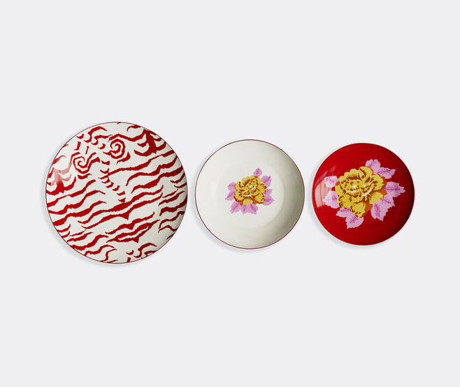 Lisa Corti 'Indian Tiger' plate, set of three, red multicolor RED LICO25SET848RED