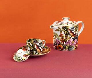 Simone Guidarelli Home 'Jungle' lidded teacup and saucer, set of two, multicolor MULTICOLOUR SIMO26JUN669MUL