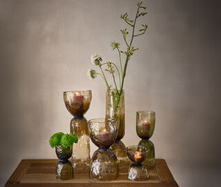 Pomax 'Diabolo' hurricane vase, small, green GREEN POMA26DIA754GRN