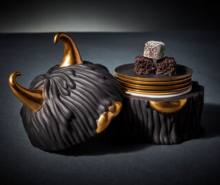 L'Objet 'Lynda' box and plate,set of four, black BLACK LOBJ19LYN400BLK