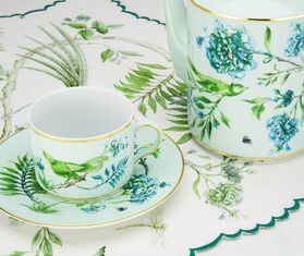Aquazzura Casa &#39;Secret Garden&#39; teacup and saucer, set of two GREEN AQUA23SEC377GRN