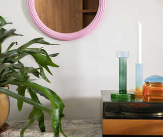 &amp;k Amsterdam 'Bole' candleholder, medium, blue and green MULTICOLOUR AMST25BOL033MUL