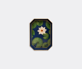 Les-Ottomans 'Flowers' hand painted iron tray, navy MULTICOLOUR OTTO23FLO156MUL