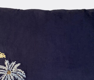 Les-Ottomans 'Palms' velvet cushion, black BLACK OTTO24BLA168BLK