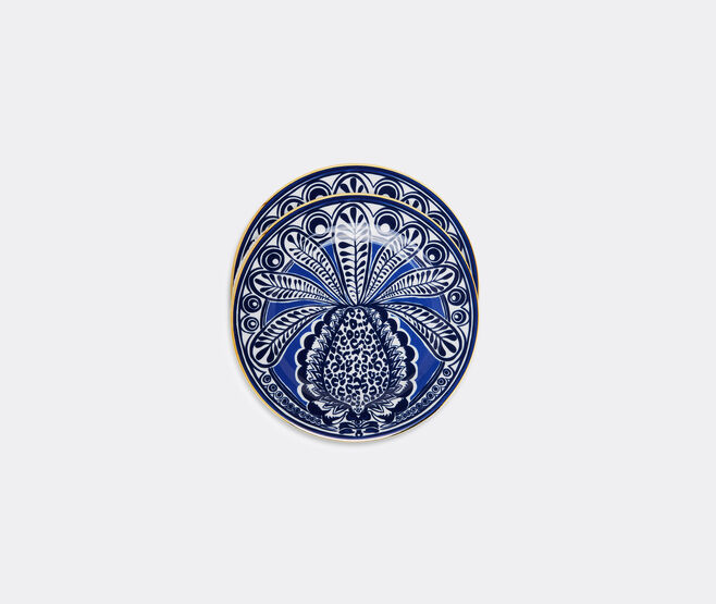 La DoubleJ 'Big Pineapple Blu' dessert plates, set of two BLUE LADJ20DES219BLU