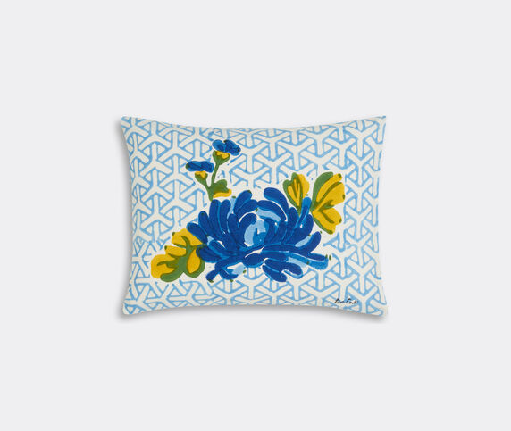 Lisa Corti 'Vienna' rectangular cushion, blue and cream blue LICO23CUS633MUL
