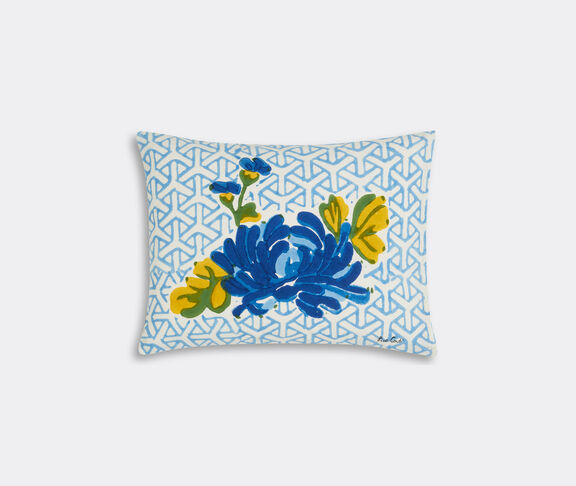 Lisa Corti 'Vienna' rectangular cushion, blue and cream undefined ${masterID}