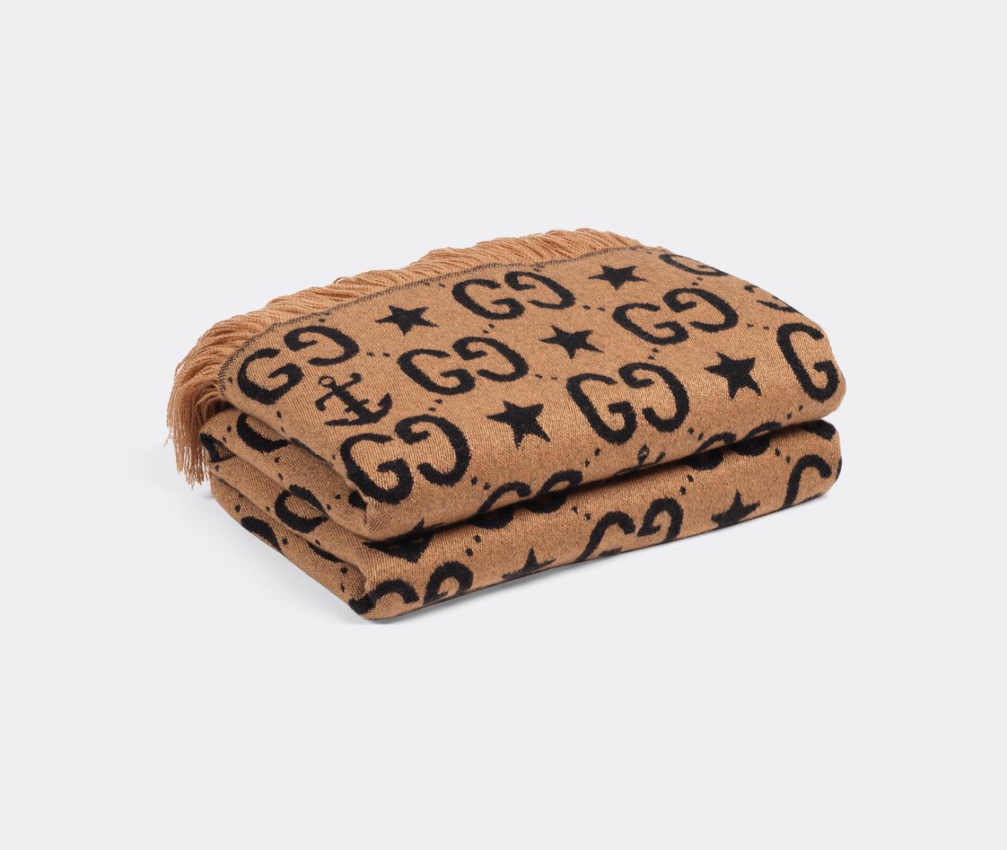 Shop Gucci Blankets Brown In Brown,black