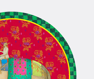 Lisa Corti 'Elephant Peacock Masonite' round placemat, set of two, red RED LICO25ROU636RED