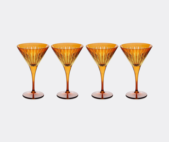 L'Objet 'Prism' martini glass, set of four, amber AMBER LOBJ24PRI075AMB