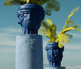 Seletti &#39;Magna Graecia, Man&#39; terracotta vase, cobalt blue BLUE SELE25TER003BLU