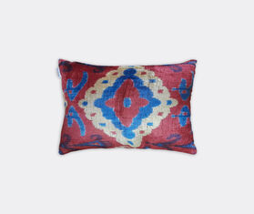 Les-Ottomans Velvet cushion, pink, blue and white MULTICOLOUR OTTO23VEL095MUL