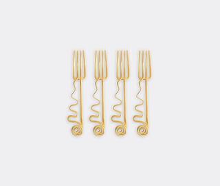 L'Objet 'Spirale' cocktail fork, set of four, gold GOLD LOBJ25SPI052GOL