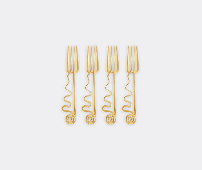L'Objet 'Spirale' cocktail fork, set of four, gold GOLD LOBJ25SPI052GOL