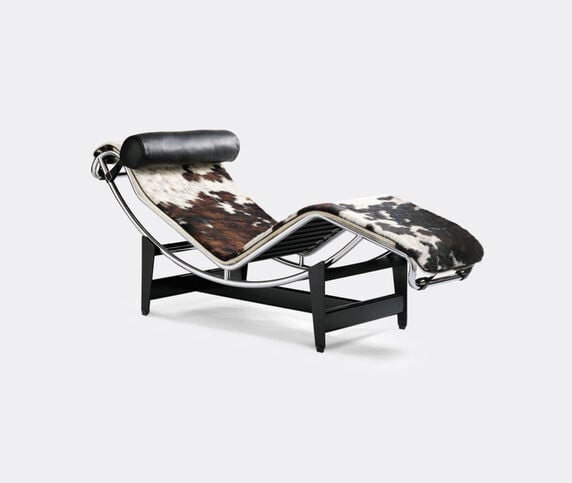 Cassina '4 Chaise longue à reglage continu', black and white hairyskin White, black and brown CASS21CHA572BRW