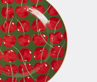 La DoubleJ 'Cherries Verde' dessert plate, set of two GREEN LADJ22DES628MUL