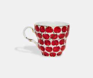 La DoubleJ 'Cherries Avorio Big Mama' cup and saucer IVORY LADJ22BIG727MUL