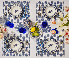 La DoubleJ &#39;Wildbird&#39; soup plate, set of two BLUE LADJ24SOU694BLU