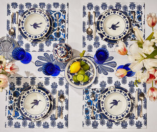 La DoubleJ 'Wildbird' soup plate, set of two BLUE LADJ24SOU694BLU