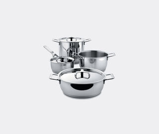 Alessi 'Pots &amp; Pans' cookware set, seven pieces SILVER ALES22POT984SIL