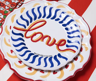 Casa Alessandro Enriquez 'Love' dinner plate, red and blue MULTICOLOUR ALEN26LOV683MUL