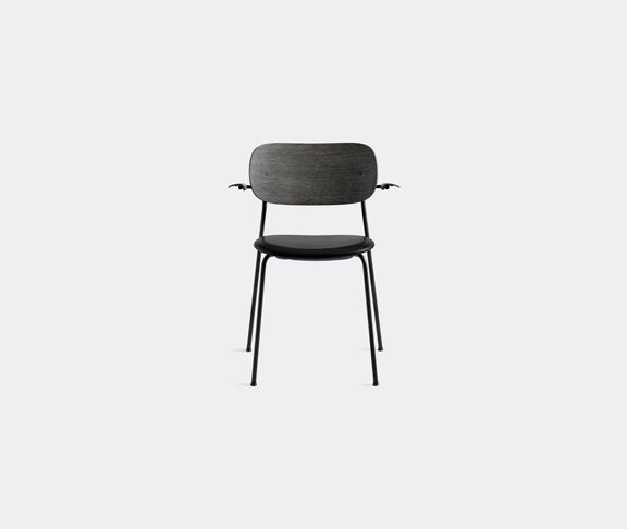 Menu Cochair, Dining Chair, Black Steel Base, Leather: Dakar 0842/Black Oak Back, W/Arms, Foam: Cal117 Black ${masterID} 2