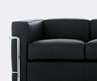 Cassina '2 Fauteuil Grand Confort' petit mod&egrave;le, trois places sofa, grey leather BLACK CASS21PAD459BLK