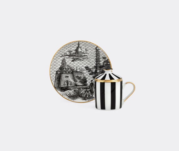 Simone Guidarelli Home 'Oriental Dream' lidded espresso cup and saucer, black and white MULTICOLOUR SIMO26SOU938MUL