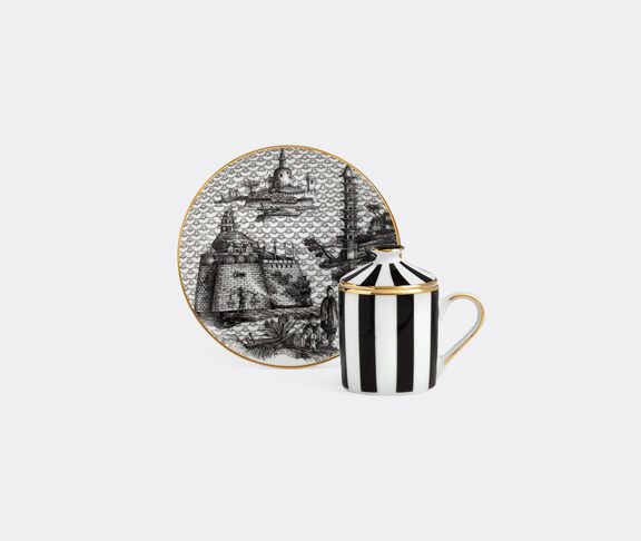 Simone Guidarelli Home 'Oriental Dream' lidded espresso cup and saucer, black and white MULTICOLOUR SIMO26SOU938MUL