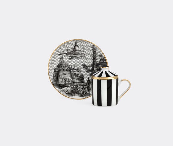 Simone Guidarelli Home 'Oriental Dream' lidded espresso cup and saucer, black and white undefined ${masterID}