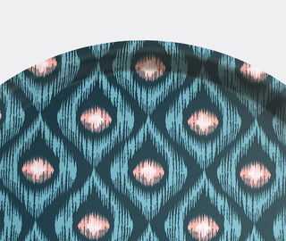 Les-Ottomans 'Ikat' wooden tray, green and pink MULTICOLOUR OTTO20IKA276MUL