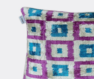 Les-Ottomans Velvet cushion, blue, grey and purple MULTICOLOUR OTTO23VEL064MUL