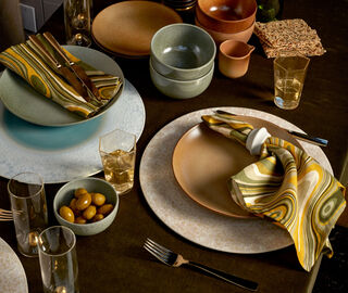 L'Objet 'Linen Sateen Waves' napkins, set of four, green and yellow GREEN LOBJ23LIN290YEL