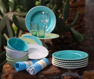 Bordallo Pinheiro 'Fantasia' dinner plate, set of four, acqua green TURQUOISE BOPI23FAN611LGR