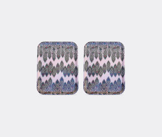 Les-Ottomans 'Peacock' square tray, set of two MULTICOLOUR OTTO21MAT856MUL