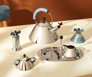 Alessi Kettle, blue handle SILVER ALES23KET373SIL