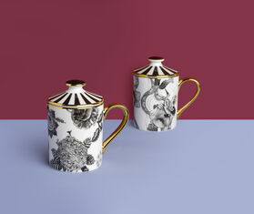 Simone Guidarelli Home 'Secret Garden' lidded mug, black and white MULTICOLOUR SIMO26SOU555MUL
