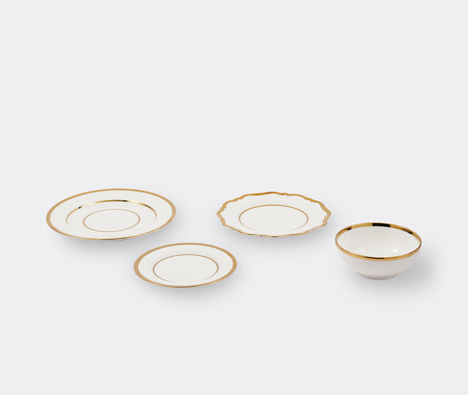 POLSPOTTEN 'Golden Finds' assorted plates and bowl set, four pieces, white WHITE POLS25PLA365WHI