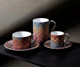 Missoni &#39;Zig Zag Jarris&#39; coffee cup and saucer, set of two, red MULTICOLOUR MIHO22ZIG507MUL