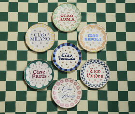 Bitossi Home 'Ciao Roma' plate, red, green and gold MULTICOLOUR BIHO26CIA882MUL